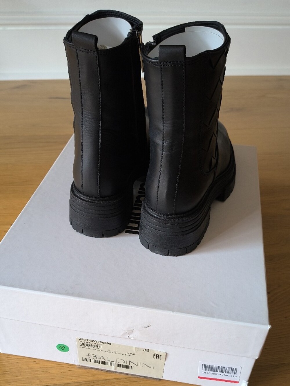 Baldinini Black Leather Chunky Platform Ankle Boots Made In Italy Size 36 - Picture 4 of 11